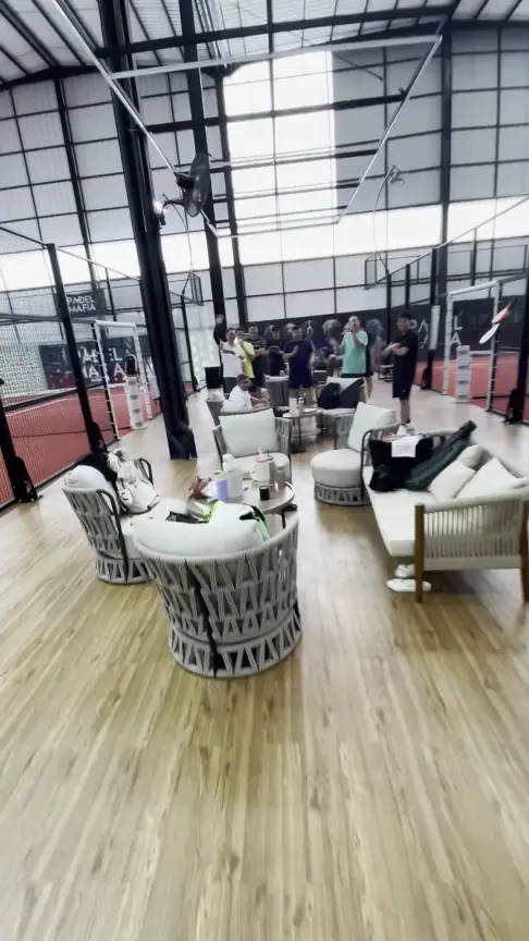 Sofas between the courts